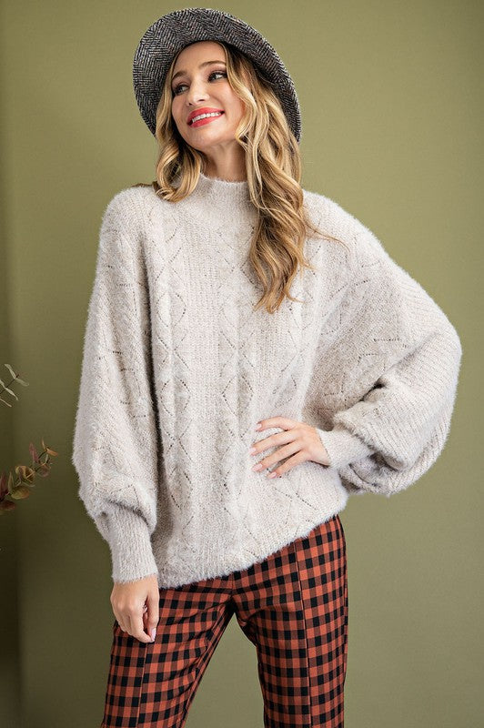 Oatmeal Fuzzy Dolman Sweater