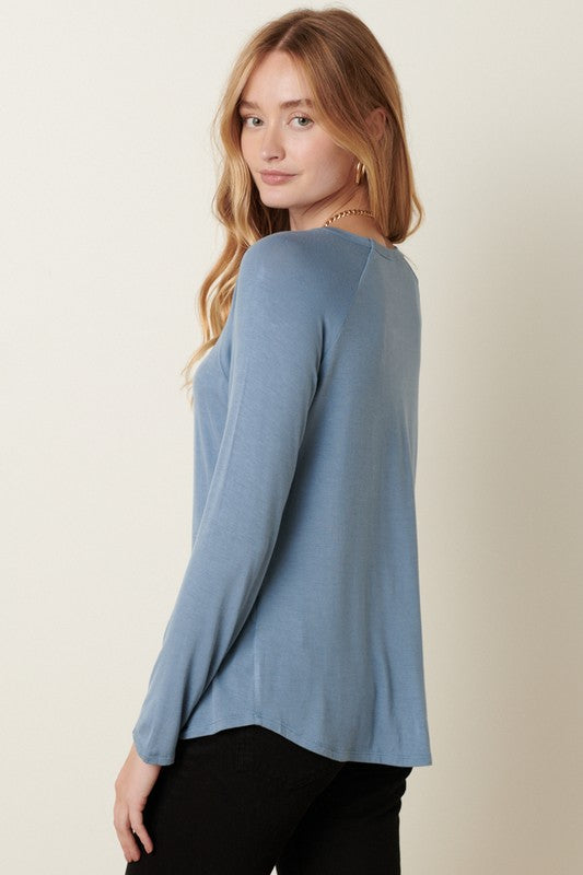Bamboo Stone Blue Knit Top