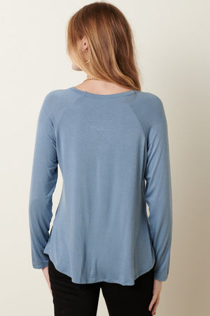 Bamboo Stone Blue Knit Top