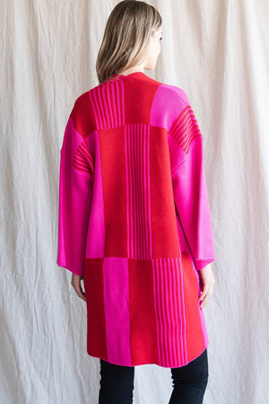 Red Mix Stripe Cardigan