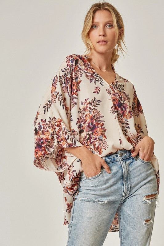 Oversized Printed Woven Top