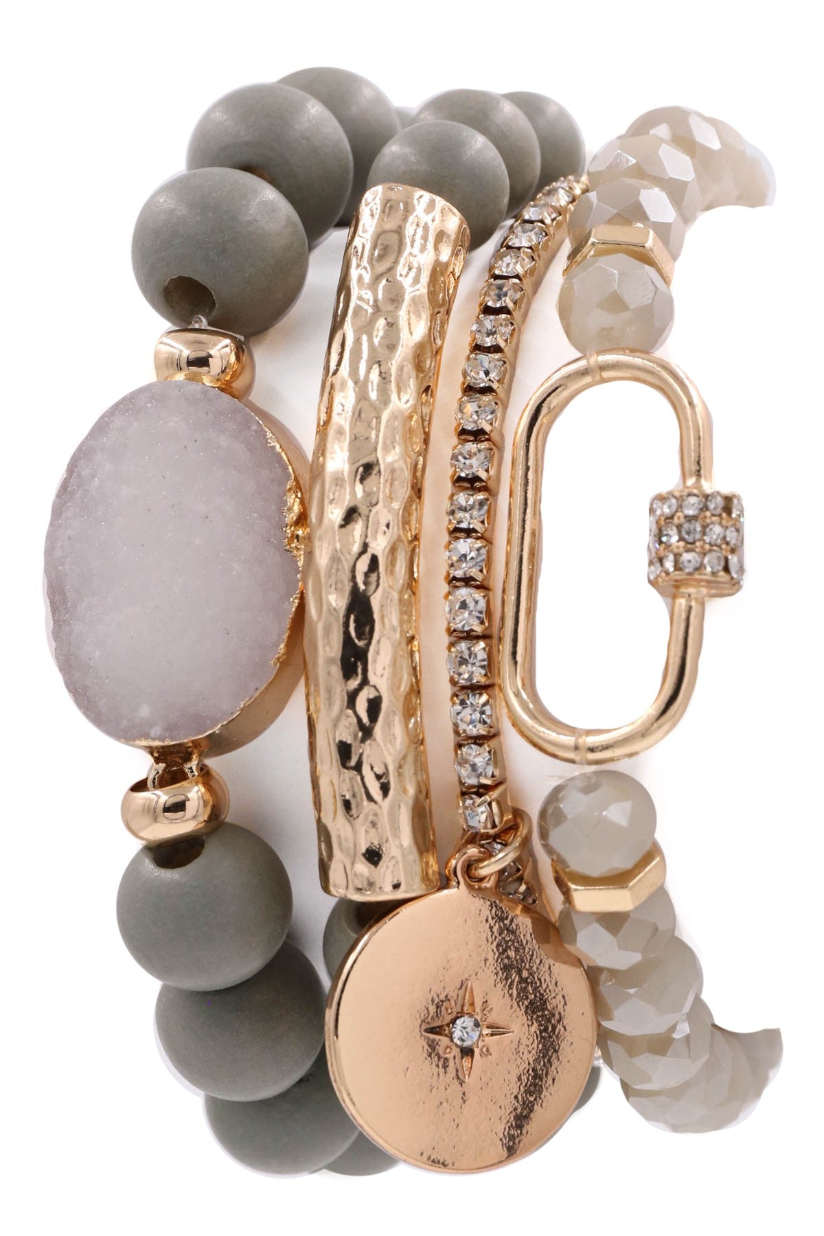 Sage Rhinestone Bracelet Set