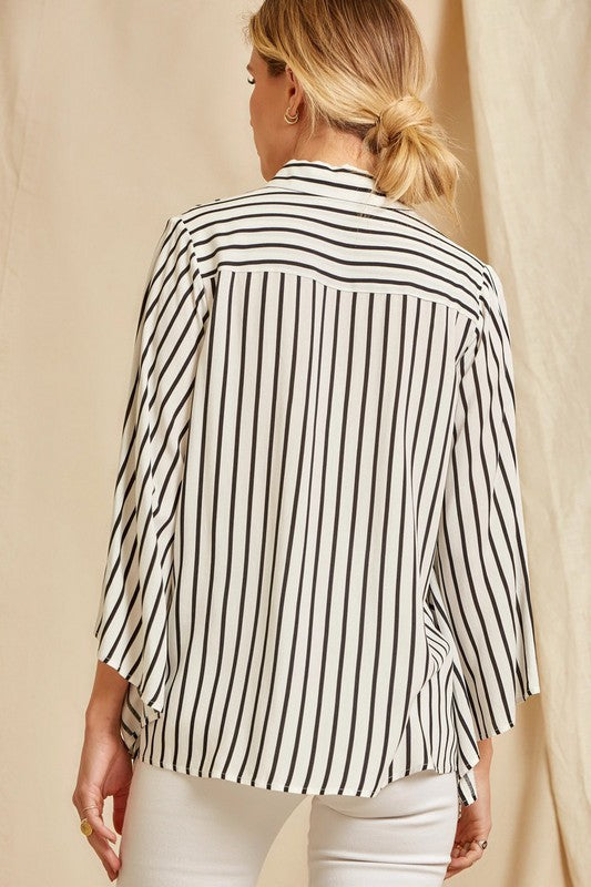 Bell Sleeve Stripe Blouse