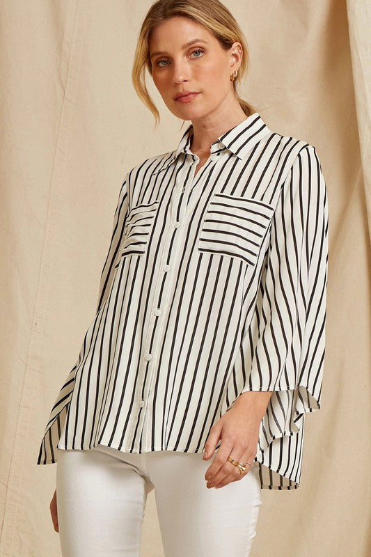 Bell Sleeve Stripe Blouse