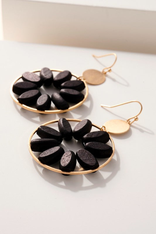 Wood Beaded Earrings (Black)
