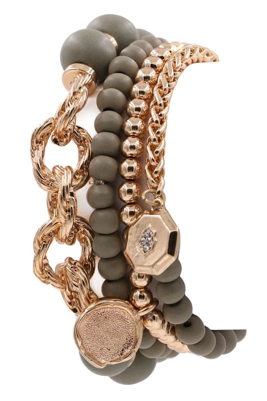 Gray/Gold Bracelet Set