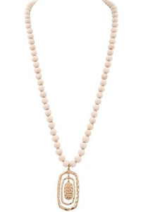 Wood Bead Pendant - white