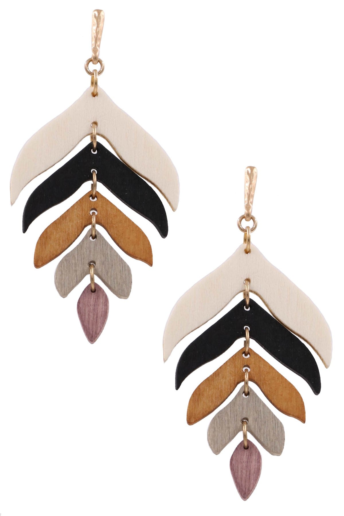 Wood Leaf Drop Earrings (Multi)