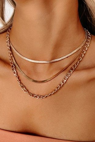 Herringbone Gold Statement Layer Necklace
