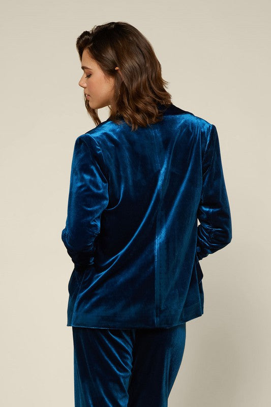 Teal Velvet Blazer