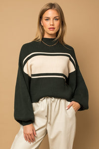 Contrast Stripe Sweater(Hunter)