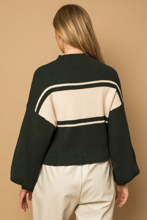 Contrast Stripe Sweater(Hunter)