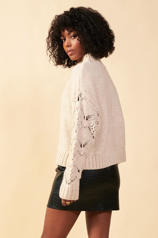 Cream Mock Neck Sweater