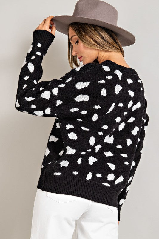 Black Print Sweater
