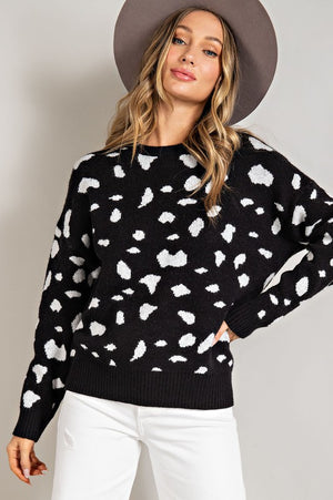 Black Print Sweater