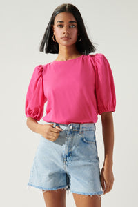 Fuchsia Puff Sleeve Blouse