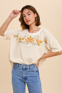Stripe Embroider Top