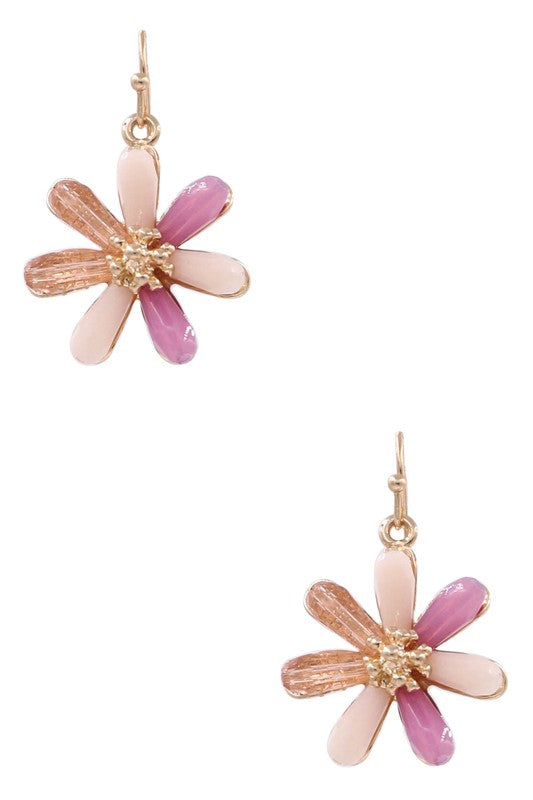 Pink Glass Floral Earrings