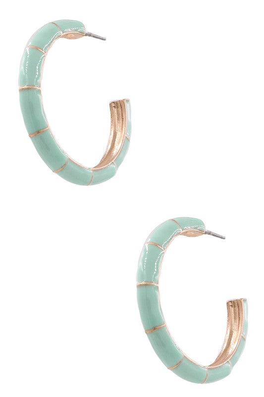 Mint Metal Bamboo Hoops