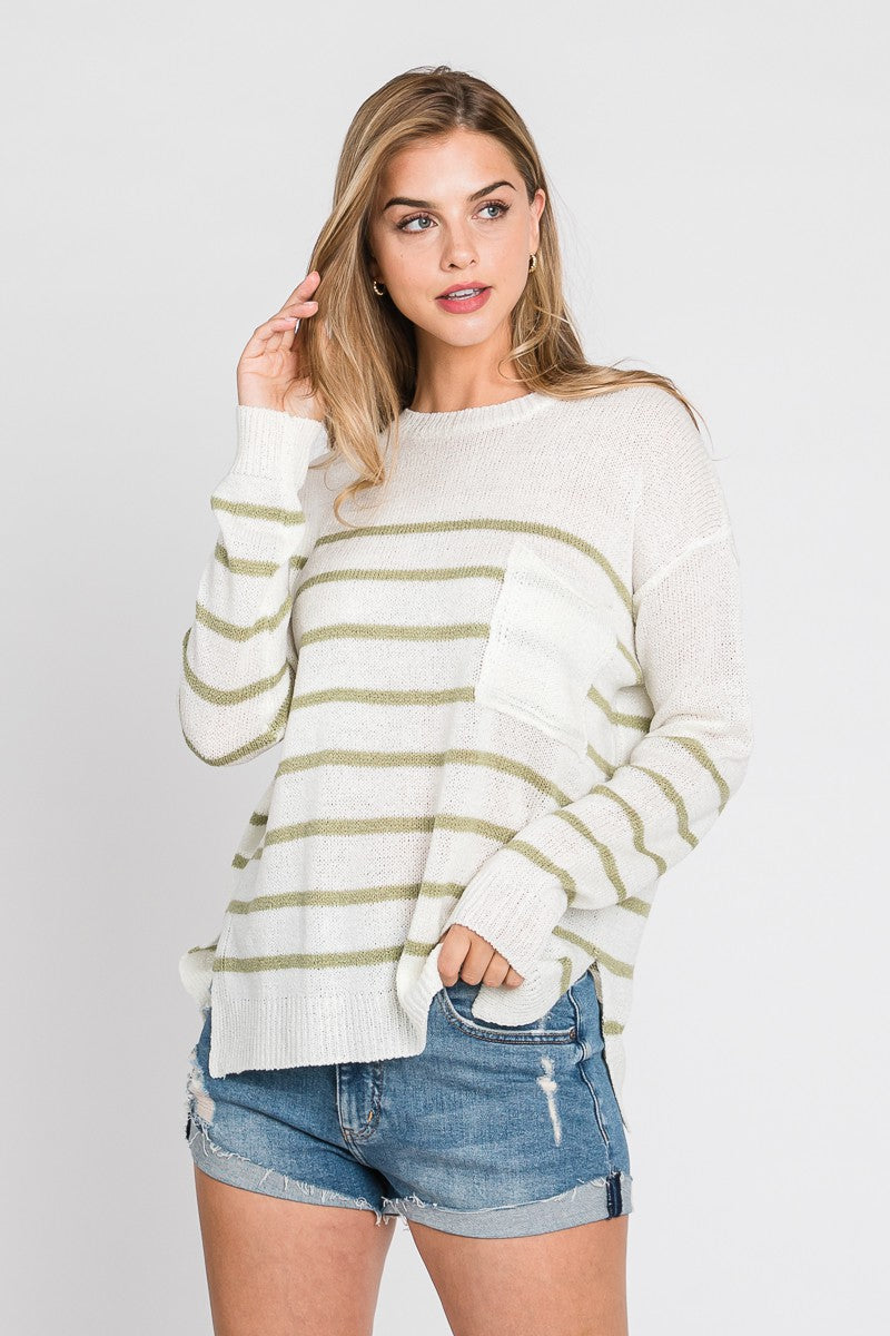 Sage Pencil Stripe Sweater