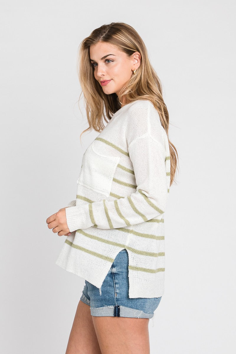 Sage Pencil Stripe Sweater