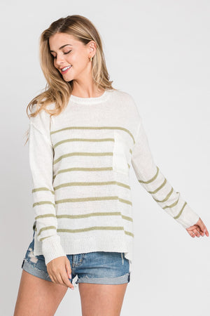 Sage Pencil Stripe Sweater