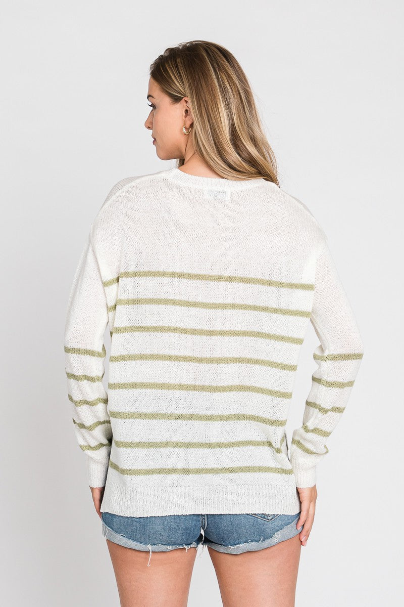 Sage Pencil Stripe Sweater