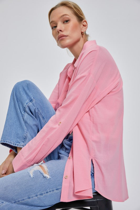Pink Oversized Button Down