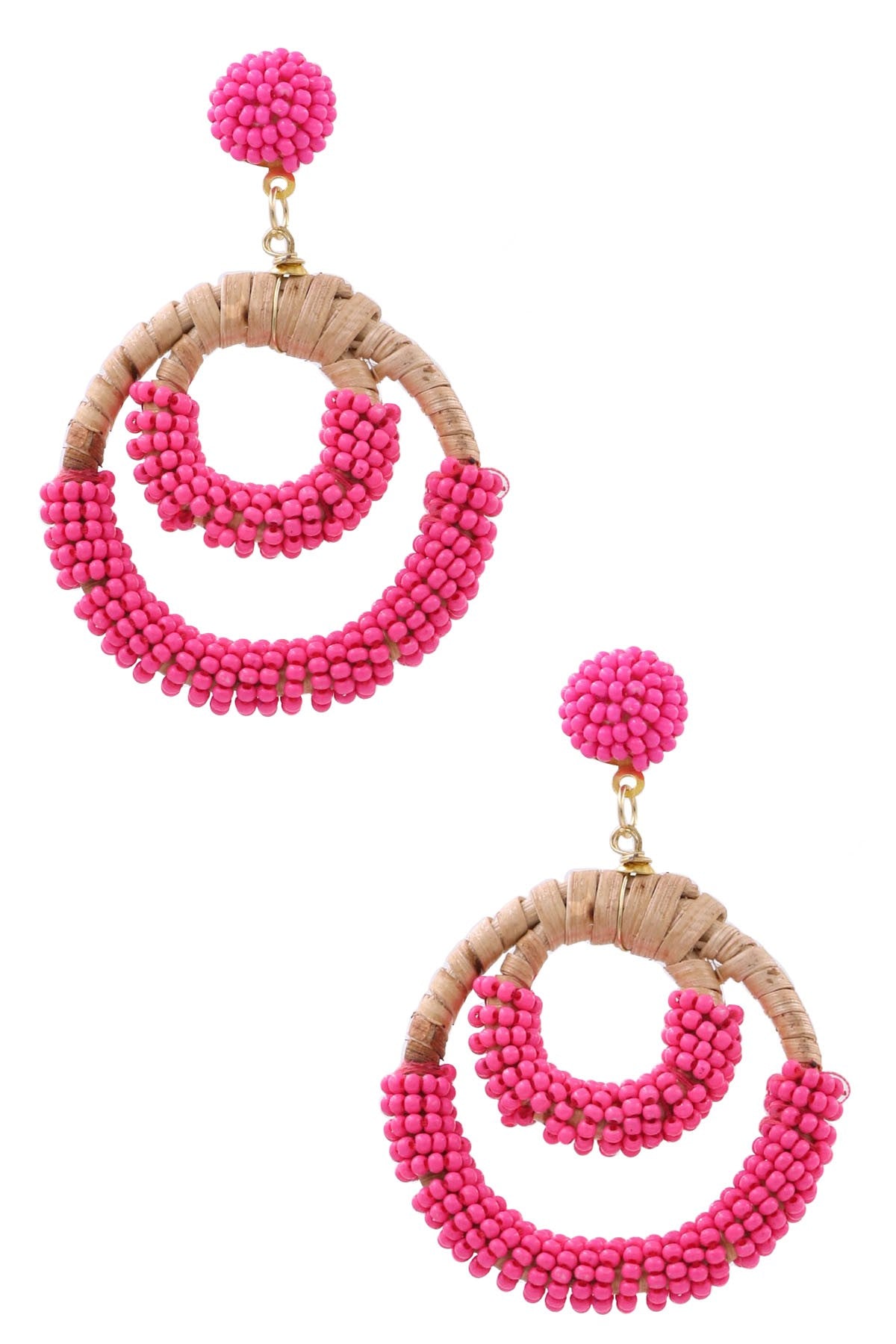 Fuschia Bead Earrings