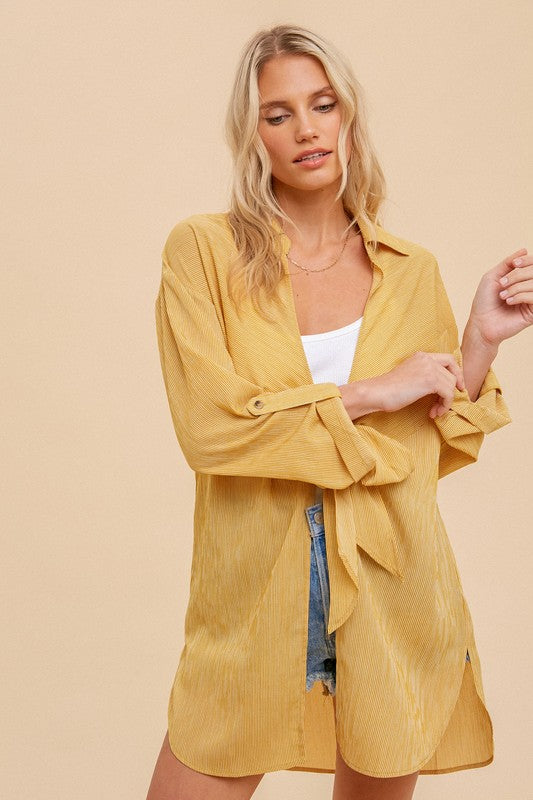 Tie Front Long Blouse