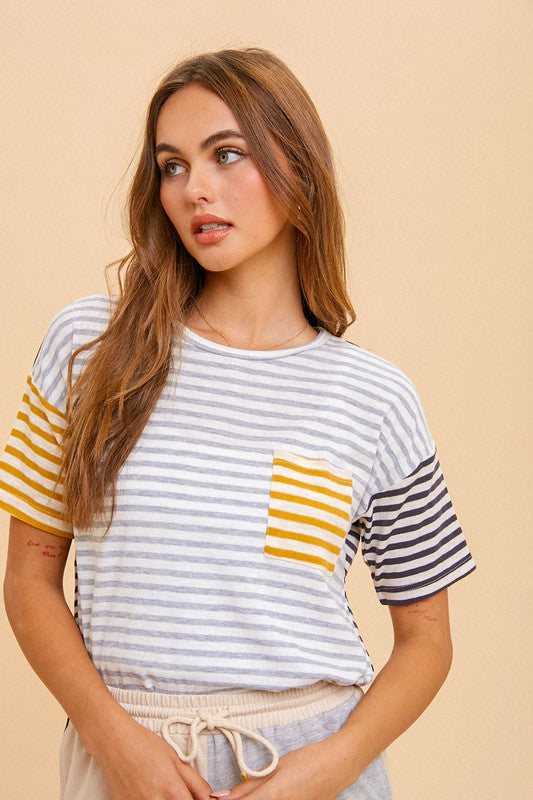 Stripe Mix Color Block Tee