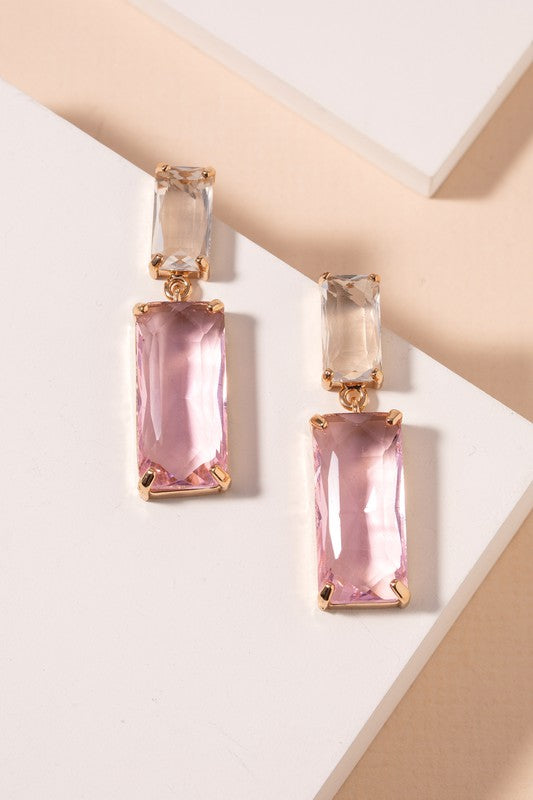 Pink Glass Stone Earrings