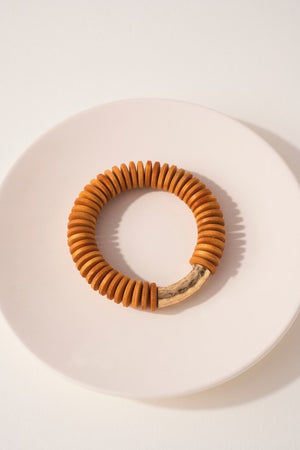 Wood Bead Bracelet (Cognac)