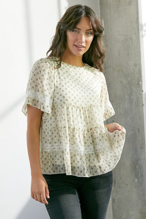 Cream Lace Detail Top