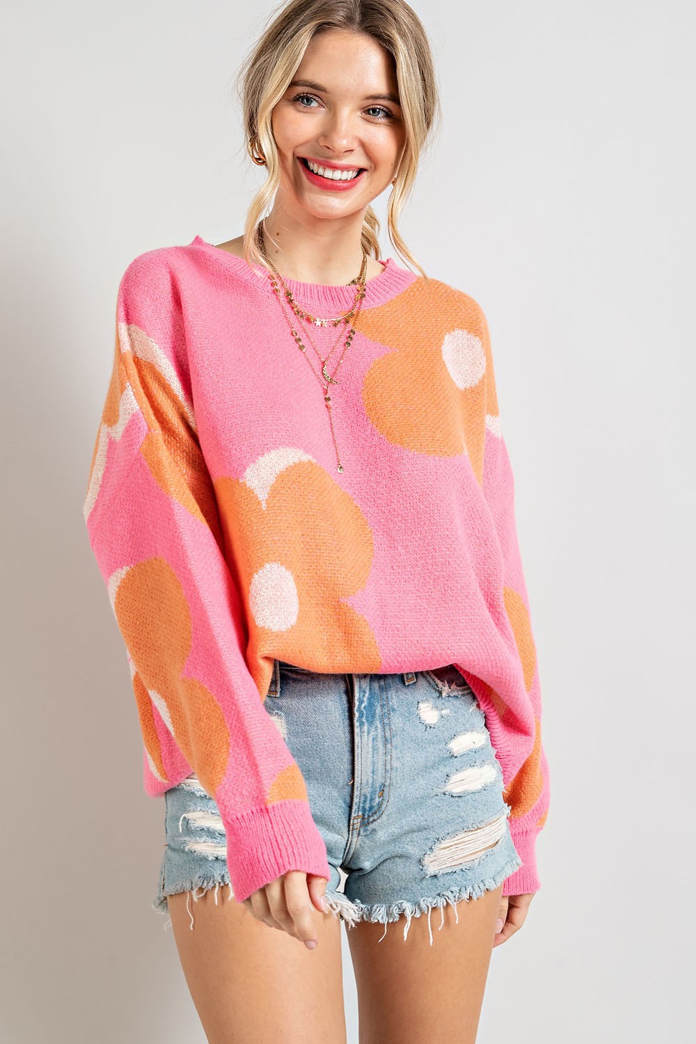 Pink Bold Floral Sweater