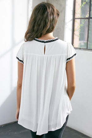 Embroidered Yoke Blouse