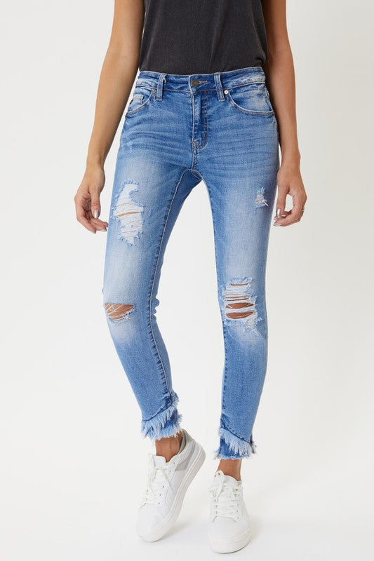 Mid Rise Detail Ankle Denim- 6204M