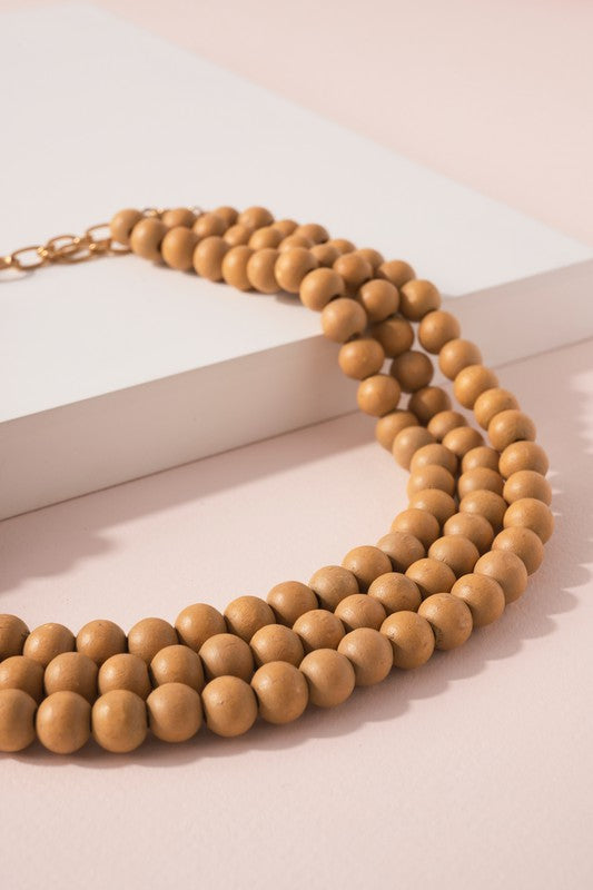 Wood Bead Layer Necklace