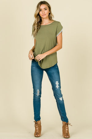 Olive Tulip Sleeve Top
