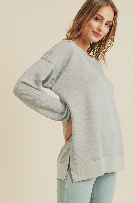 Heather Grey Terry Knit Sweater