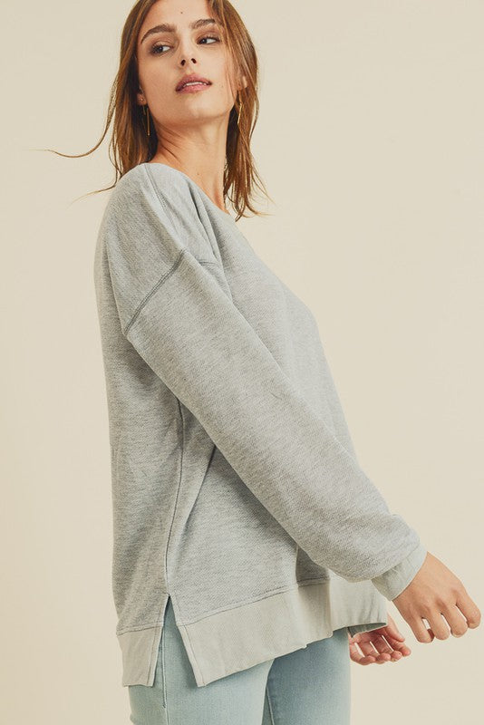 Heather Grey Terry Knit Sweater