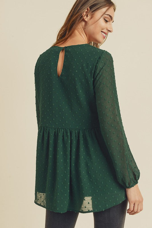 Hunter Green Embroidery Top
