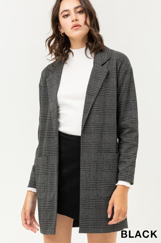 Black Plaid Pattern Jacket - T821