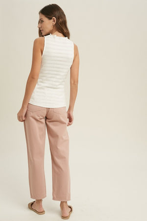 Texture Mock Neck Sleeveless Top