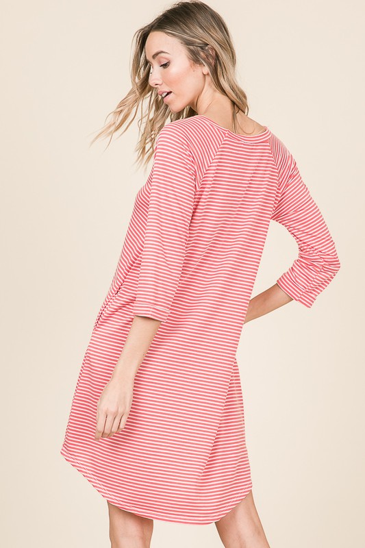 Coral Stripe Tunic - T1075