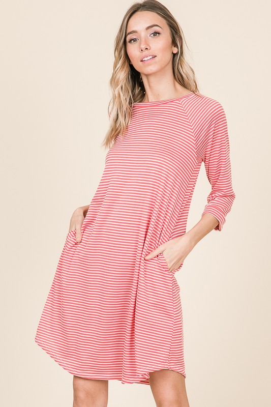 Coral Stripe Tunic - T1075