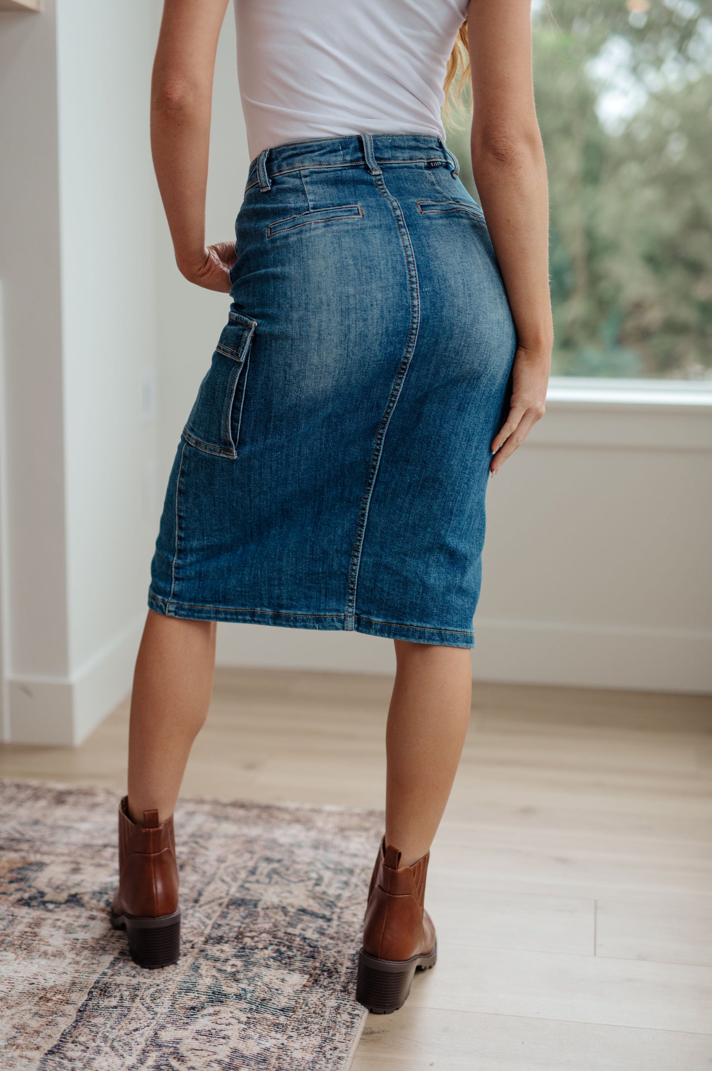 Always Be There Cargo Denim Skirt