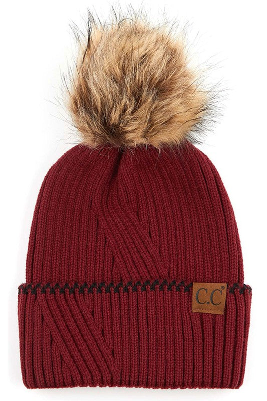 C.C Stitch Beanie (Burgundy)