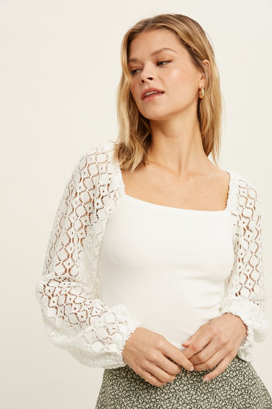Ivory Lace Balloon Sleeve Top