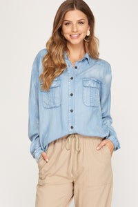 Light Blue Denim Button Up